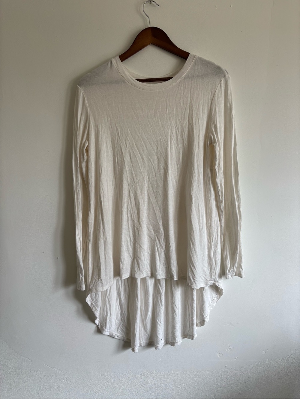 Women's Cream High-Low Long Sleeve Tunic